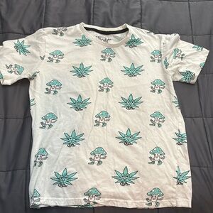 Eighty Eight Marijuana and Mushroom White T-Shirt